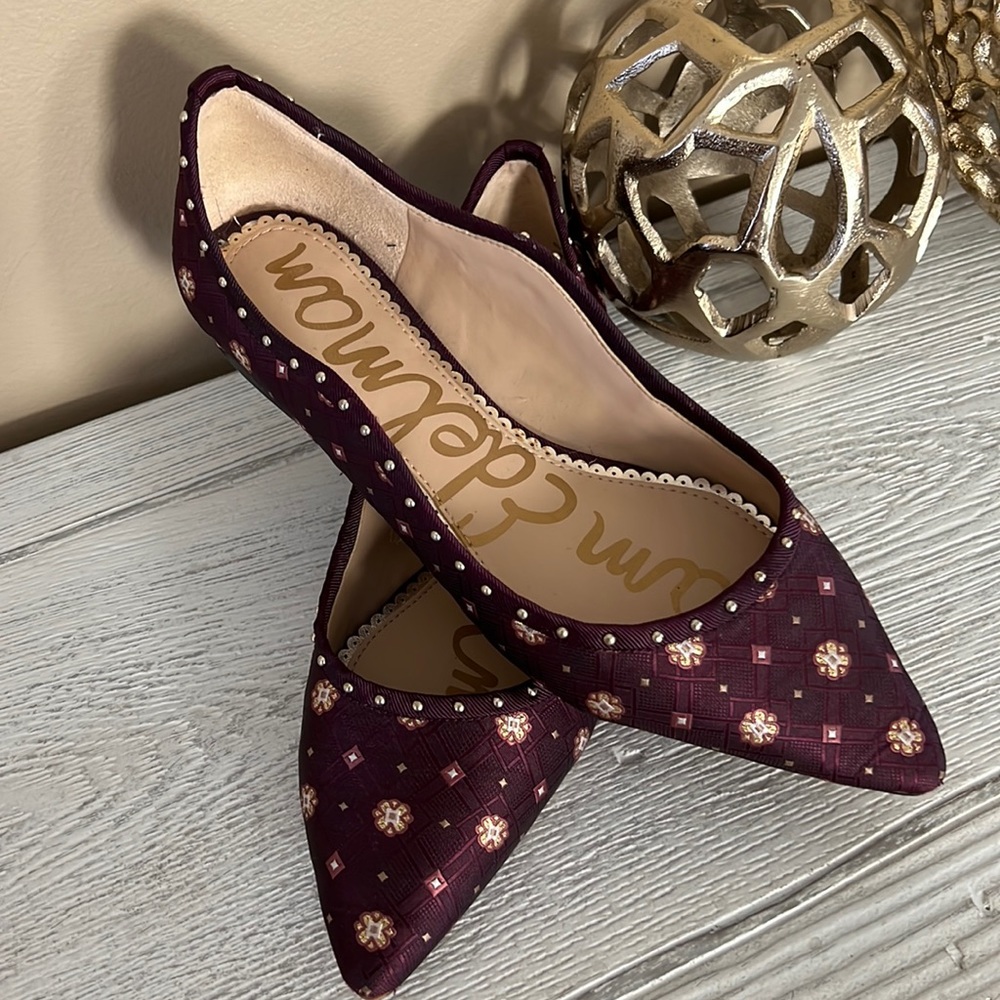 Gold and Burgundy Sam Edelman Flats